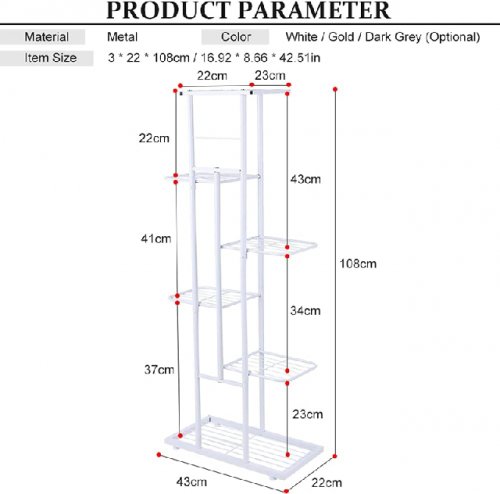 plant stand for indoor/outdoor use, with leveling feet - 9" x 17" x 43" - black (model:tc-ps-tsg5bw) image 2