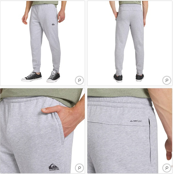 Men's Quicksilver Dry flight French Terry Joggers with zipper pockets - Medium - Light Grey (style: 1978892) image 2