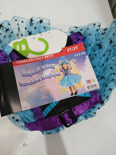 2PC TODDLER MAGICAL WITCH COSTUME DRESS AND HAT - 2T - BLUE/PURPLE image 2