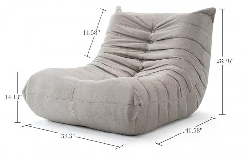 Zedachica Bean Bag Chair Adult Memory Foam Beanbag Sofa Fireside Bean Bag Couch - 28" - grey image 2
