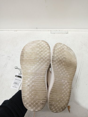 womens columbia boatside leather flipflop - size 7 - white/light brown image 5
