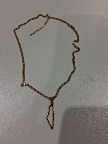 outline map of Palestine pendant cuban chain necklace - 20" - 22"/1" pendant - gold image 3