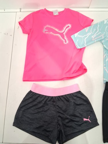 4 PUMA girl's clothes - 2 SHIRTS, 2 SHORTS - SMALL (6) - BLACK/PINK/BLUE/GREY image 3