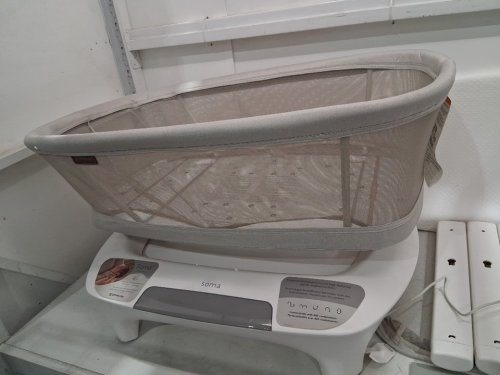 uppababy soma charlie smart bassinet with adjustable height, 5 motions, 5 speeds, 4 sounds with motionsync technology - sand melange (model: 2101-ROS-US-CHR) image 7