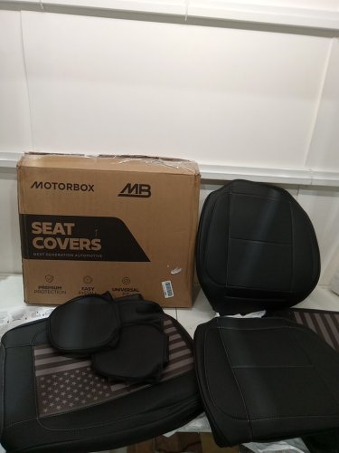 6PC Motorbox napa leather seat cover - universal - American Flag - black/grey (MODEL: MBOS-710-bf) image 3