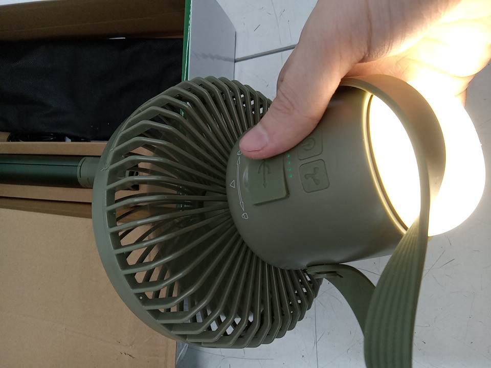 Camelion Rechargeable Camping Fan with LED Light - 7" Diameter - Green (Model: OF444) image 4