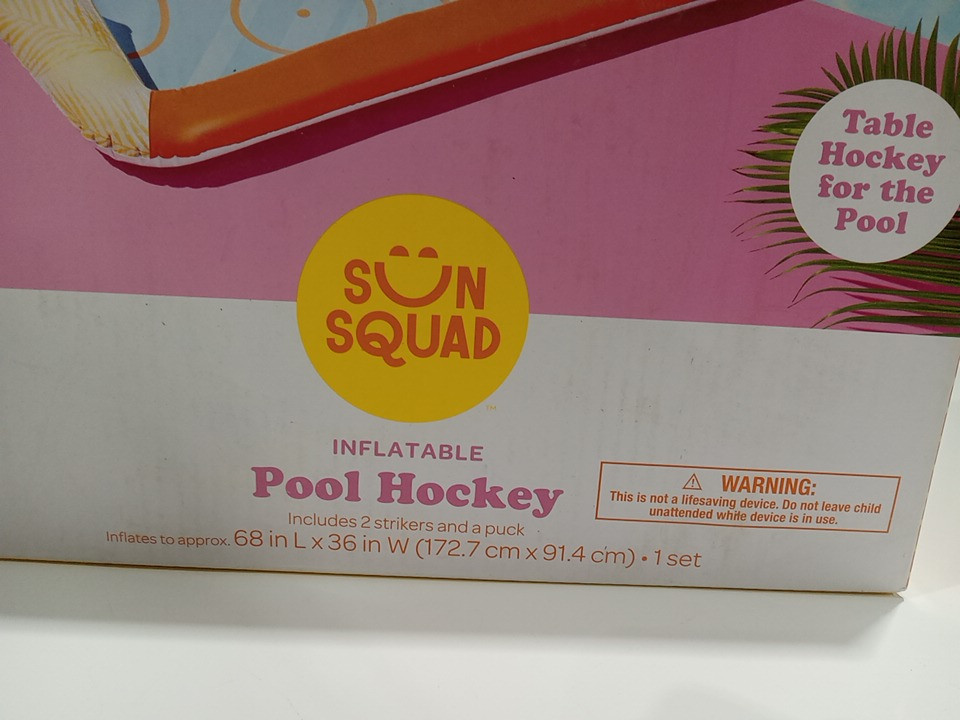 4PC SUN squad inflatable hydro hockey pool set with strikers and puck - 68" x 36" - yellow/orange image 4