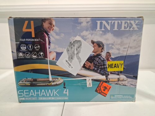 Intex Seahawk 4-Person Inflatable Fishing & Recreational Boat Set with Aluminum Oars & Air Pump - Green (Model 68351EP) image 6