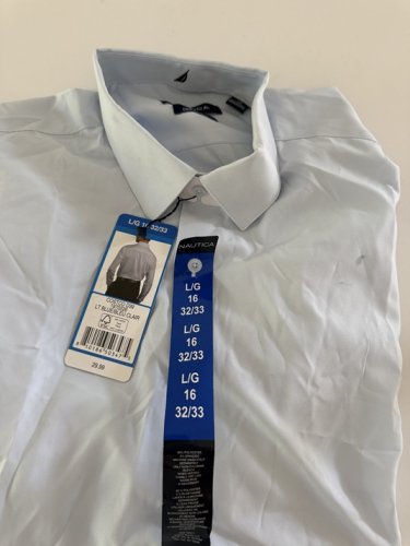 MEN'S NAUTICA OXFORD SLIM FIT Dress SHIRT -  large 16 (32/33) - Light BLUE (STYLE: 1970226) image 2
