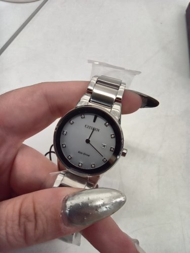 WOMENS CITIZEN axiom diamond dial eco drive watch - 28mm - silver dial / stainless steel (model: ga1050) image 4