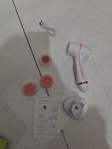 3PC CNAIER SPIN FACIAL BRUSH FACIAL CLEANSING SYSTEM - PINK/WHITE image 3