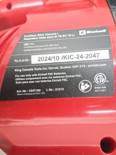 Einhell *tool only* cordless lightweight stick vacuum cleaner - 18v - red (model:TE-SV 18 Li / 2347184) image 8