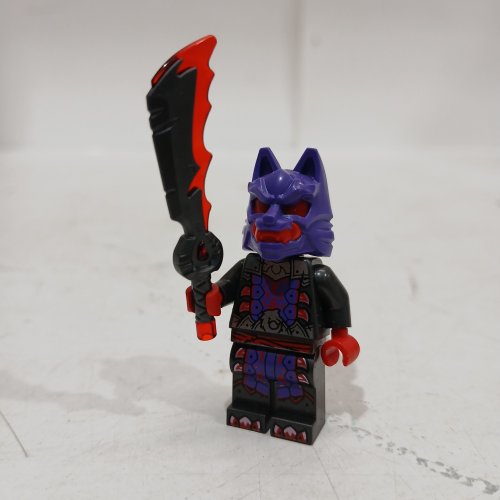 LEGO NINJAGO COLLECTIBLE MINI FIGURE WITH ASSORTED WEAPON / TOOL - WOLF MASK WARRIOR GENERAL, PURPLE BLACK RED image 2