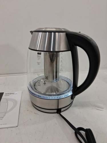 chefman dual-glass cool touch digital kettle with tea infuser - 1500w - 1.7L - stainless steel/black (model: rj11-17-cti-dg/1992747) image 2