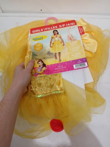 GIRL'S DISGUISE DISNEY PRINCESS BELLE COSTUME DRESS - SMALL (4/6) - YELLOW image 2