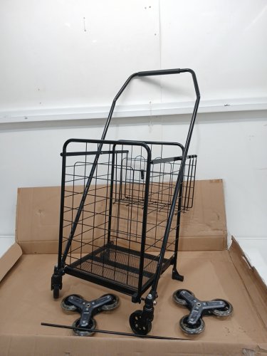 Folding Stair Climbing Utility Laundry Grocery Cart - Black image 3