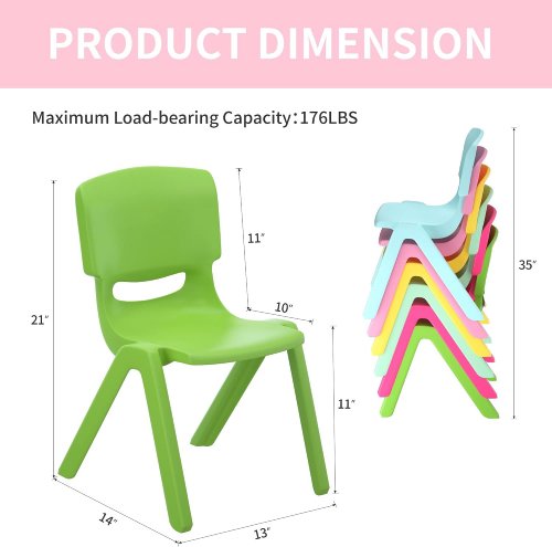 6PC Colourful Stackable PLASTIC School Chairs - 21" - 170lbs cap image 2