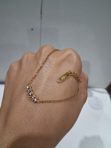 stainless steel cubic zirconia charms chain bracelet - 6.5" - 8.5" - 18k gold plated image 4