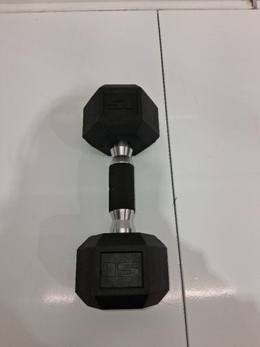 CAP rubber Coated Dumbbell - 15LB - black/chrome (model: sdpuis-015) image 3