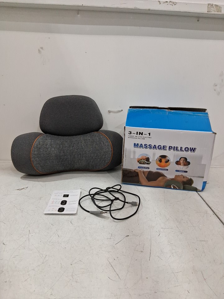 3-IN-1 ELECTRIC Massage Neck Pillow with Heat, Deep Tissue Relief, & Cervical Memory Foam Support - Grey (MODEL: sl24eq09) image 2