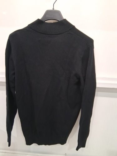 men's black quarter-zip knit sweater- medium -black image 3