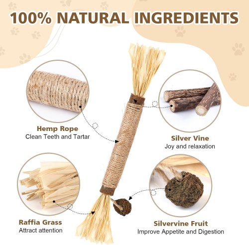 6PK TEAWOO Natural Silvervine CHEW DENTAL Sticks image 2
