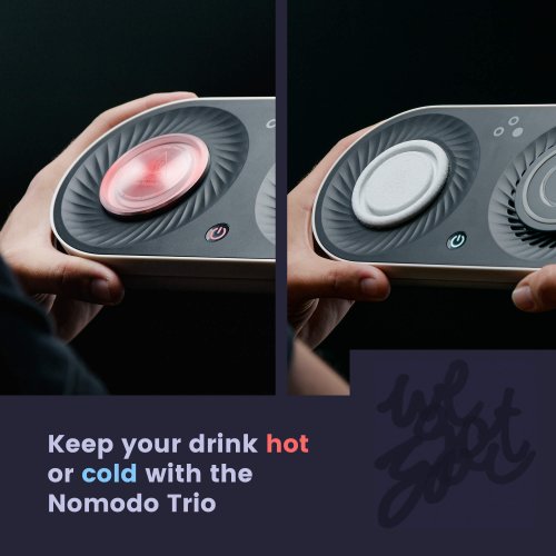 2-in-1 NOMODO Trio Coffee Mug HEATING & COOLING BEVERAGE BASE with wireless phone charger, 12oz mug, and lid - white (model: 207196-01) image 2