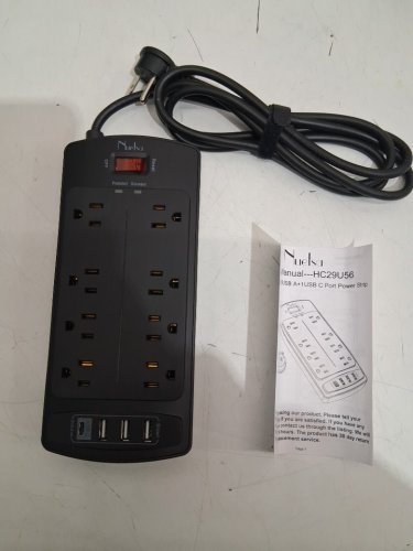 NUETSA Extension Cord Power Bar- 8 OUTLETS AND 3 USB PORTS- 6FT- BLACK (Model: HC29U56) image 3
