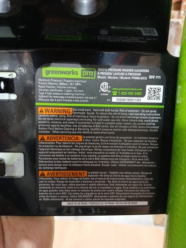 Greenworks Brushless Pressure Washer with batteries and charger - 80V - 3000PSI - Green (Model: PW80L42CO) image 12