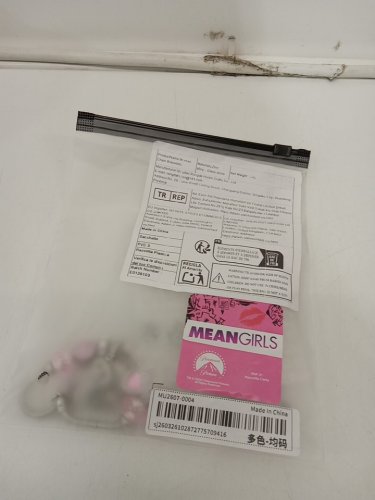 Mean Girls Adjustable Rhinestone Charm Bracelet - OSFM - Silver / Pink image 2