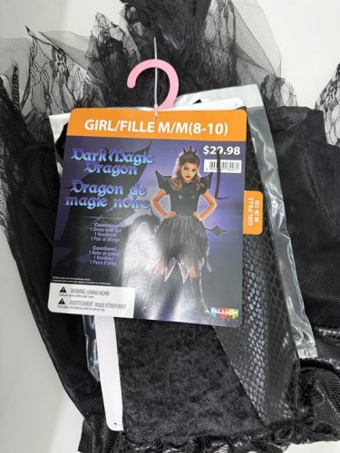 3PC GIRLS PALAMON DARK MAGIC DRAGON COSTUME - MEDIUM (8-10) - BLACK (STYLE: 40943BK) image 2