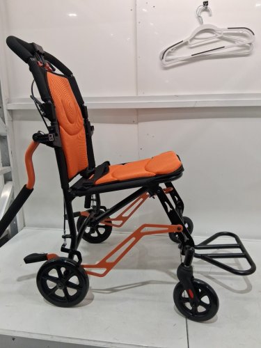Garvee Lightweight Portable Folding Transport Wheelchair - 220LBS Capacity / 15.7" Seat - Orange / Black (Model: HQ-0-E0-BSPB-SIGJ) image 3
