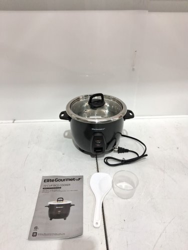 ELITE GOURMET ELECTRIC RICE COOKER WITH STAINLESS STEEL INNER POT - 10 CUP CAPACITY - BLACK (MODEL: ERC-2010B) image 3