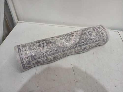 thomasville non-slip rubber kitchen runner mat - 5ft x 2ft - white/blue image 3