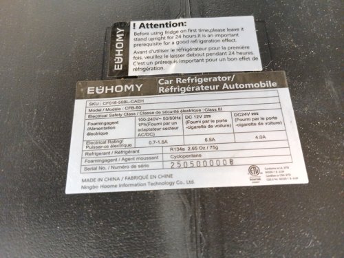 EUHOMY PORTABLE COOLER ON WHEELS FOR CAR - 12V - 50L - BLACK (MODEL: CFB-50) image 15