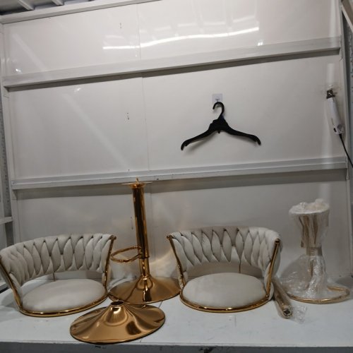 2PK UIXE MODERN VELVET ADJUSTABLE SWIVEL BARSTOOL - gold/white image 3