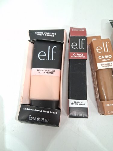 4 assorted elf makeup products - assorted  sizes, types and uses - primer / lipstick / bronzer & contour / concealer image 3