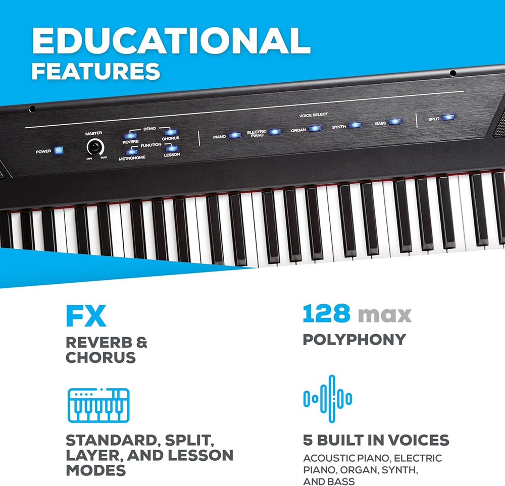 Alesis Recital 88-Key Digital Piano Electronic Keyboard - 88-Key - black (Model: RECITAL) image 2
