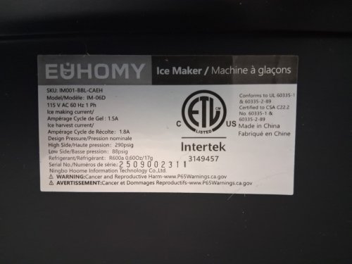EUHOMY Countertop Ice Maker Machine with Handle, Basket and Scoop - MAKES 26LB/Day - BLACK (MODEL: im-06d/IM001-Bbl-CAEH) image 5