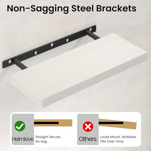 2PK HEIMLOVE flush mount FLOATING SHELF - 9.3" x 36" - Birch (model: D72VP) image 2