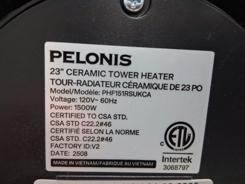 pelonis 23" Indoor standing Digital Ceramic tower Heater with 2-heat settings & remote control - 1500w - black (model: phf151rsukca) image 5