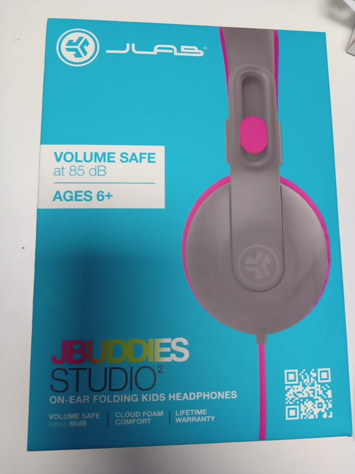 Kids JLab JBuddies Studio On-Ear Wired Headphones with mic and  Studio Volume Safe - Pink/Grey (Model: HKSTU2RGRYPNK122) image 2