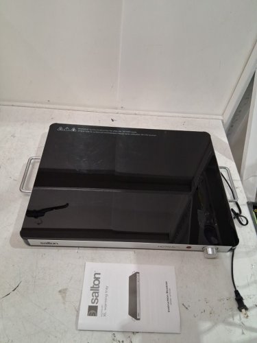 SALTON HOTRAY XL WARMING TRAY WITH TEMPERED GLASS - 400W 21" X 16" - BLACK - (MODEL: WT2148) image 2