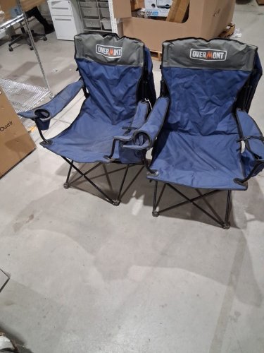 2PK OVERMONT FOLDING CAMPING CHAIR WITH COOLER POCKET AND CANOPY/SUN SHADE - 330 LBS MAX - BLUE/GREY image 5