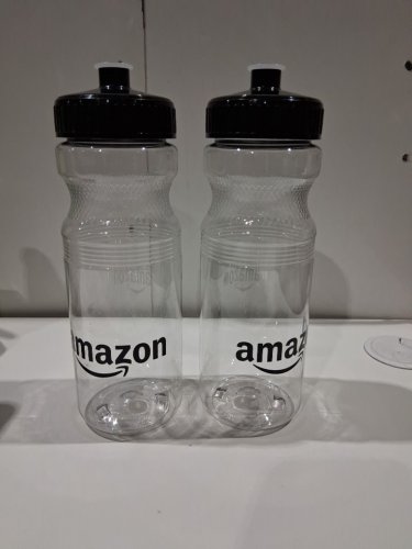 2 AMAZON Reusable Plastic WATER Bottles - CLEAR image 2