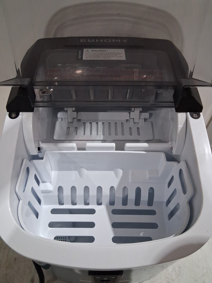 EUHOMY Countertop Ice Maker Machine with Handle, Basket & Scoop - MAKES 26LB Per Day - silver (MODEL: IM-01X/IM008-BSI-CAEH) image 6