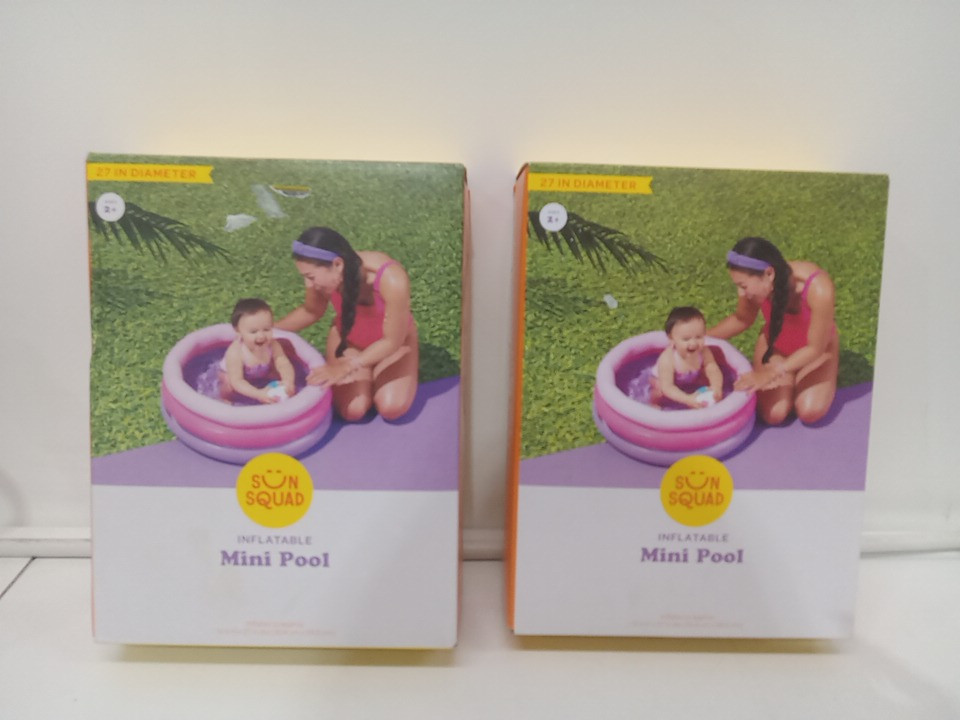 2 SUN squad circular 3-ring inflatable mini pool - 27" - pink/purple image 2
