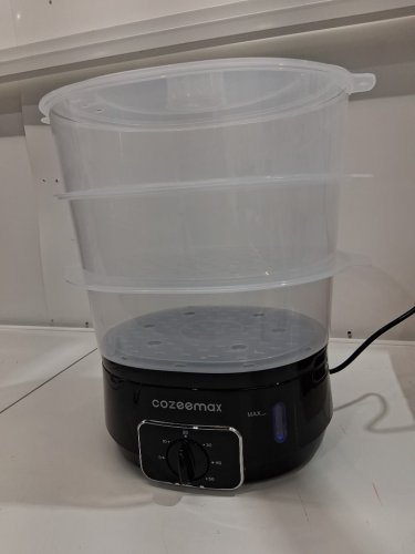 COZEEMAX ELECTRIC FOOD STEAMER - 3 TIER STEAMER FOR VEGETABLES, FISH, RICE - BPA FREE - 800W - 13.7QT - black - (MODEL: mk902-US) image 4