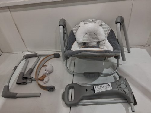 INGENUITY BOUTIQUE COLLECTION SWING 'N GO PORTABLE SWING WITH MULTIPLE SOUNDS/SWING SETTINGS - 20LBS CAPACITY - BELLA TEDDY IN GREY (MODEL: 11023-ES) image 4