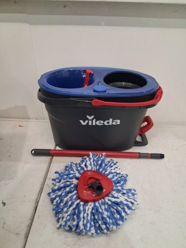 vileda easywring rinseclean spin mop & bucket system with reusable microfiber mophead & extendable handle - blue image 3